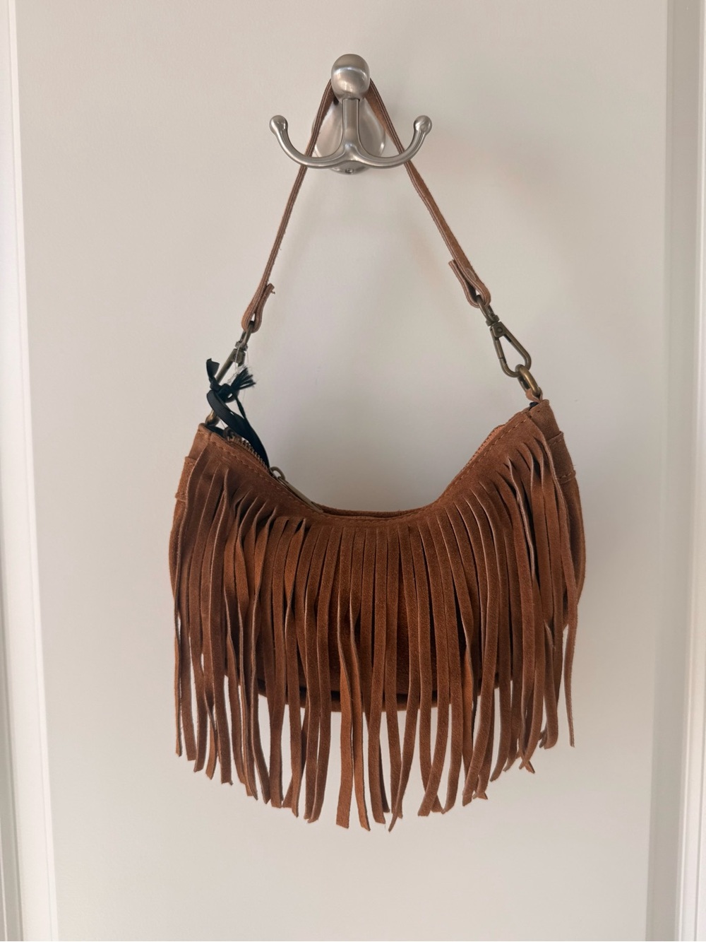 MARLON GENUINE SUEDE COGNAC  SMALL BAG